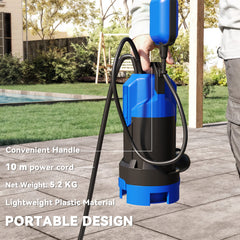 750W Submersible Water Pump for Dirty/Clean Water, 20000L/H Electric Sump Pump with Float Switch, Drain Water from Garden Pond, Hot Tub, Ditches, Portable and Lightweight