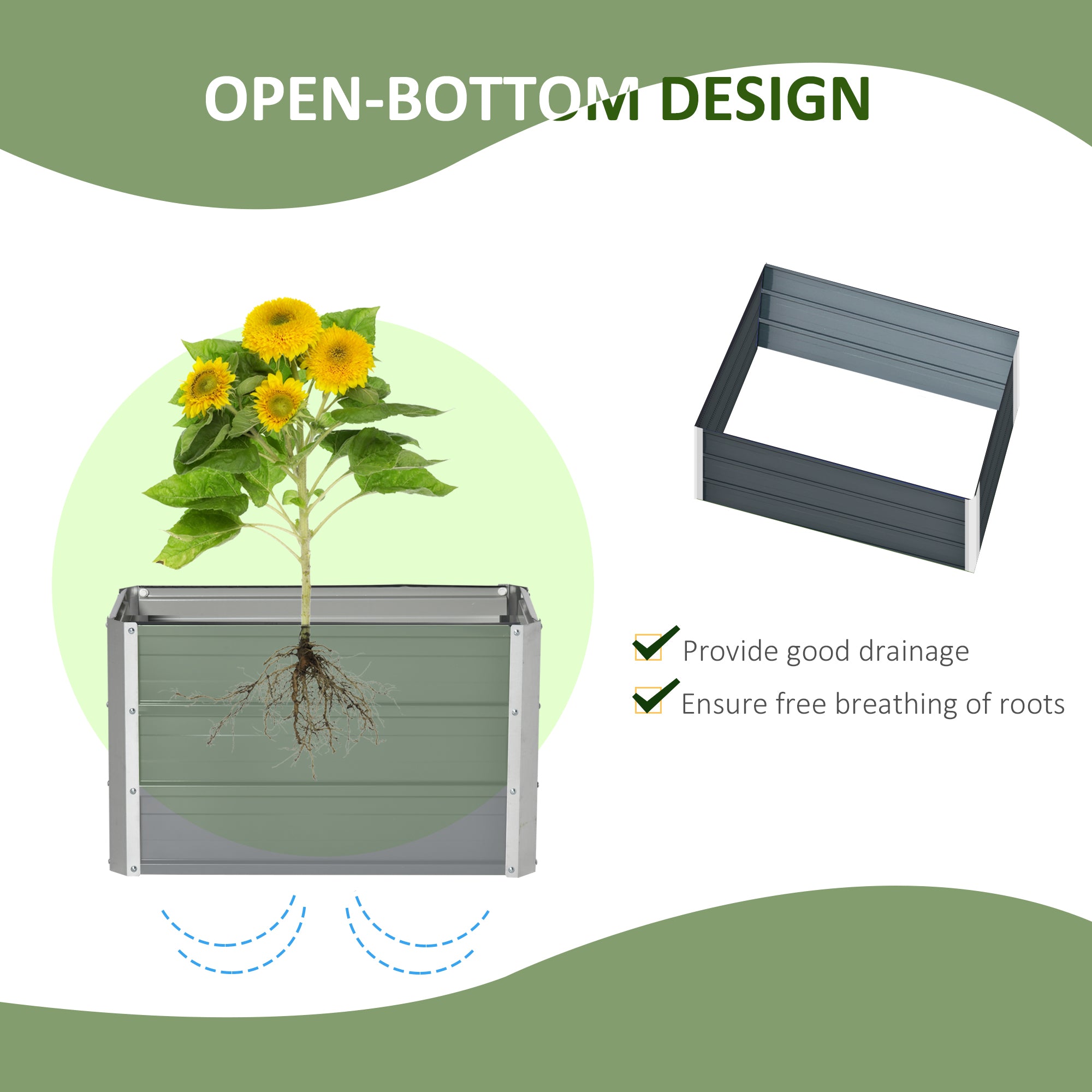 108L Raised Garden Bed, Galvanized Steel Elevated Planter Box w/ Installation Gloves for Backyard, Patio to Grow Vegetables, Herbs, and Flowers, 66 x 47 x 40cm, Grey