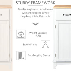 Modern Kitchen Cupboard, Wooden Storage Cabinet, Tableware Organizer with 2 Drawers for Living & Dining Room, White