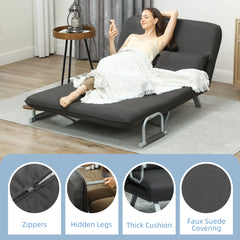 Two-Seater Click-Clack Sofa Bed - Charcoal Grey