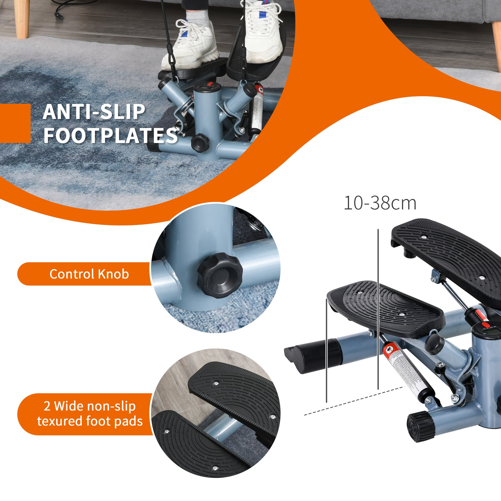 Mini Stepper Step Machine with Resistance Bands and Cushion Mat for Leg Arm Full Body Training Fitness Stair Stepper