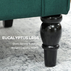 Wingback Accent Chair, Retro Upholstered Button Tufted Occasional Chair for Living Room and Bedroom, Dark Green