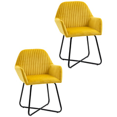Velvet-Feel Plisse Back Accent Chair - Yellow