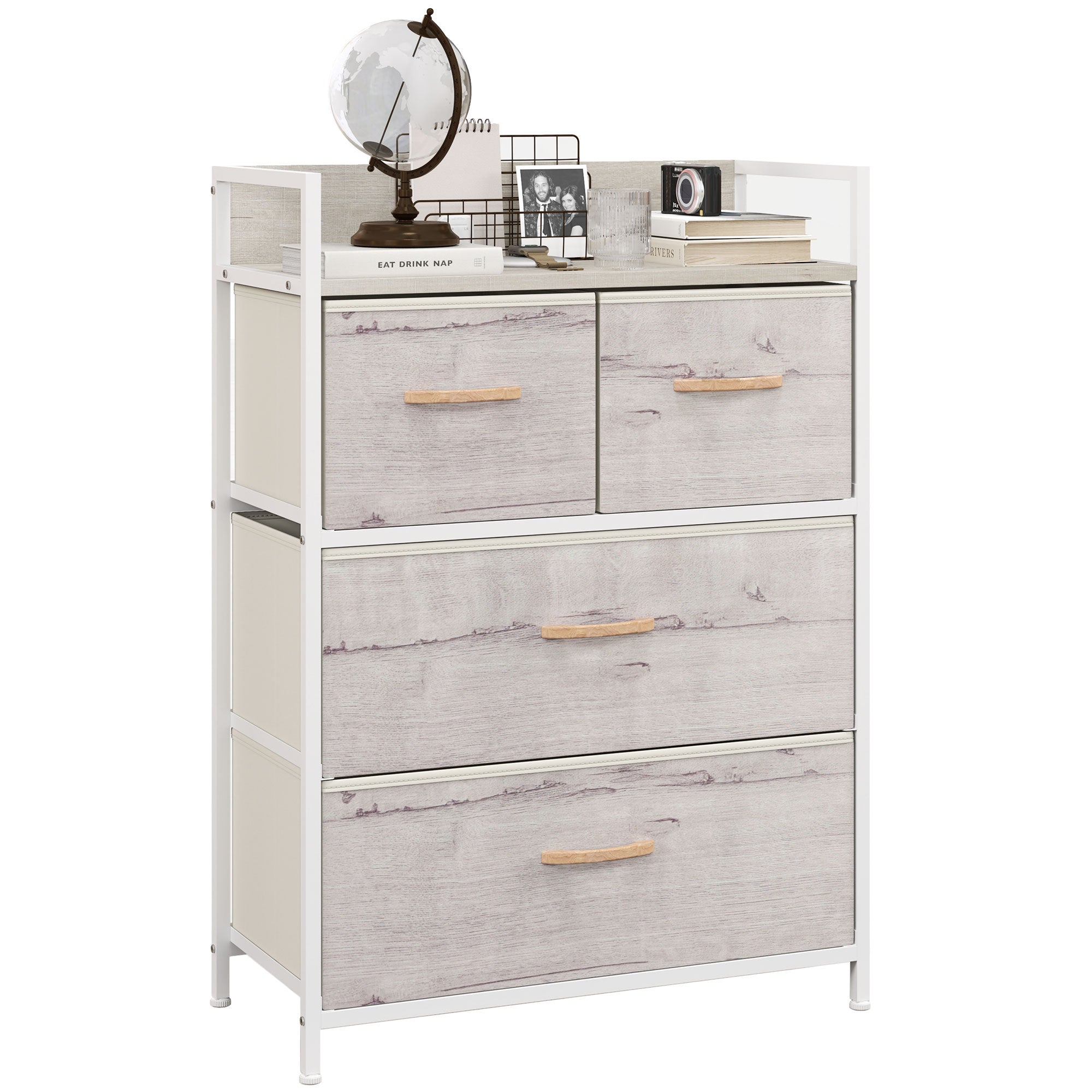 Rustic Chest of Four Fabric Drawers - Black