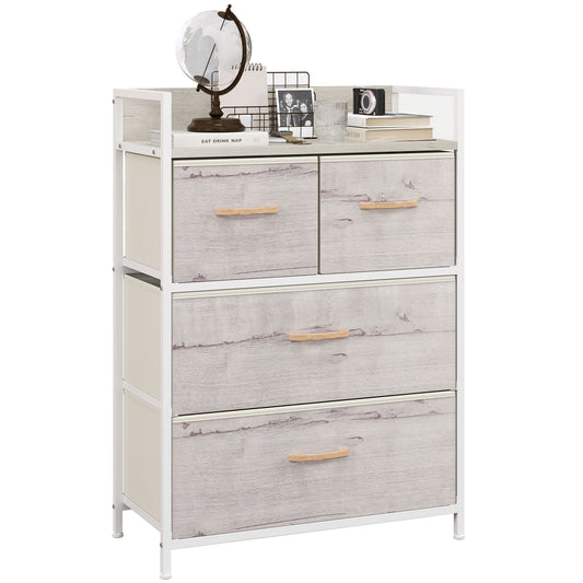 Rustic Chest of Four Fabric Drawers - Black