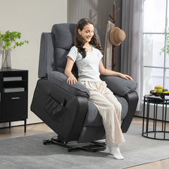 Overstuffed Corduroy Electric Lift Chair - Dark Grey