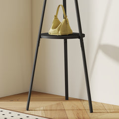 Freestanding Metal Coat Rack Stand 9 Hooks Clothes Tree with 1 Shelf Hat Display Hall Tree Hanger Bag Umbrella Hanging Organiser Black