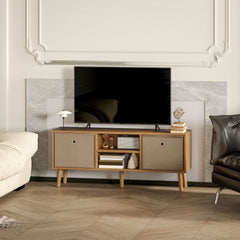 TV Cabinet Stand Unit for TVs up to 50'' with Foldable Drawers, Entertainment Centre for Living Room Brown