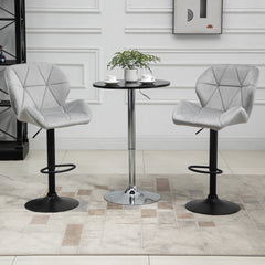 Adjustable Bar Stools Set of 2, Armless Upholstered Swivel Counter Chairs, Barstools with Back, Footrest, Light Grey