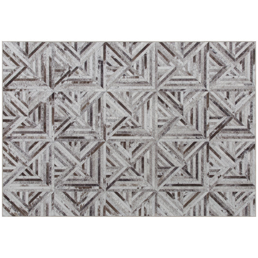 Fynco - Modern Area Rug, Triangle Pattern Non-Slip Washable Rug, Chenille Floor Carpet for Living Room, Bedroom, Dining Room, Home Office, 230 x 160 cm, Brown