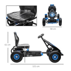 Kids Pedal Go Kart, with Adjustable Seat, Inflatable Tyres - Blue