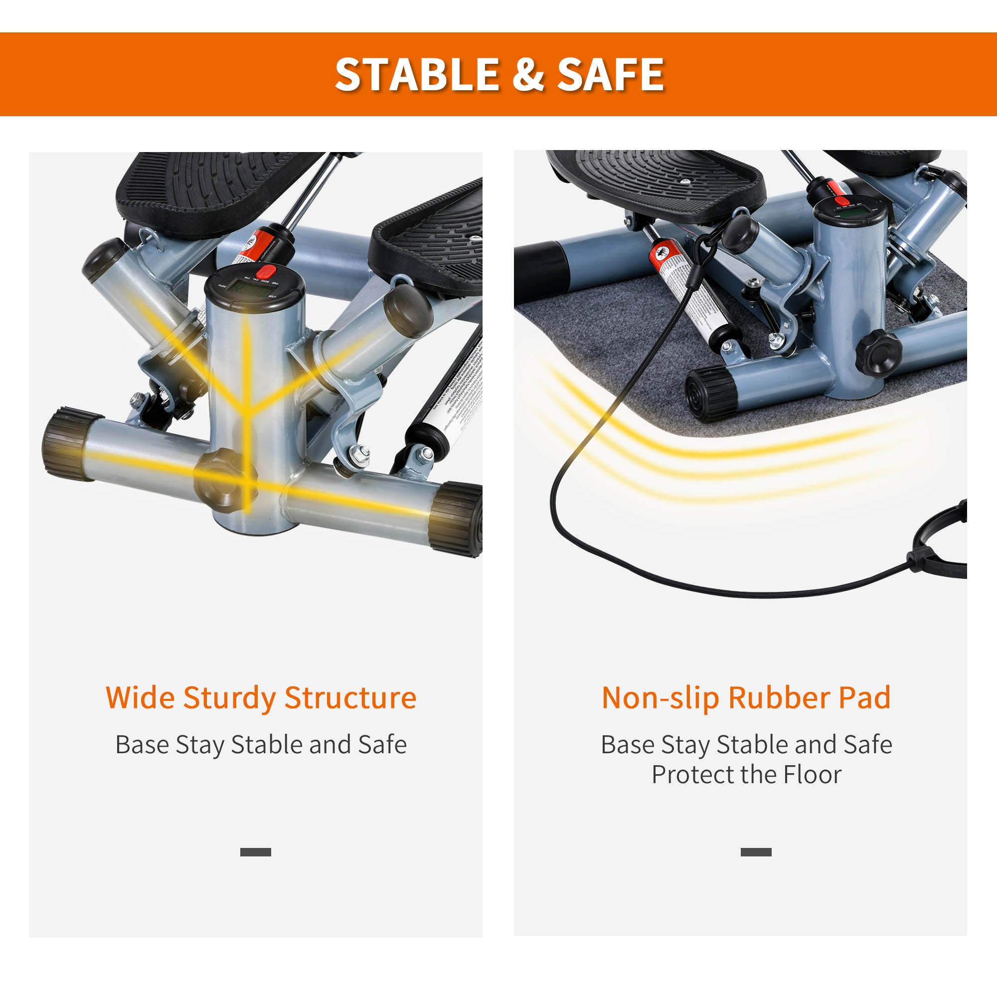 Mini Stepper Step Machine with Resistance Bands and Cushion Mat for Leg Arm Full Body Training Fitness Stair Stepper