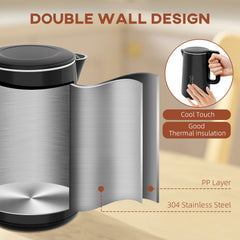 Polished Metal Kettle and Toaster Set - Black