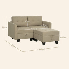 L' Shape Modular Storage Sofa - Light Brown