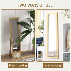 Rustic Full Length Mirror, Hanging and Freestanding Floor Mirror, Farmhouse Decorative Wall Mirror, for Living Room, Bedroom, 157 cm, Natural