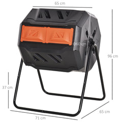 160L 360° Rotating Dual Chamber Composter - Orange