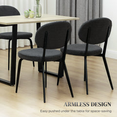 Set of Four Boucle Dining Chairs - Black