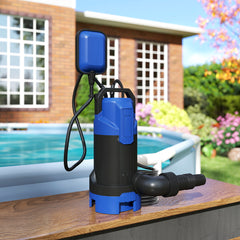750W Submersible Water Pump for Dirty/Clean Water, 20000L/H Electric Sump Pump with Float Switch, Drain Water from Garden Pond, Hot Tub, Ditches, Portable and Lightweight