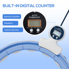 SPORTNOW Smart Weighted Hula Hoop, Massage Hula Ring w/ 16 Detachable Knots, 360° Auto-Rotating Ball, Digital Counter Light Blue