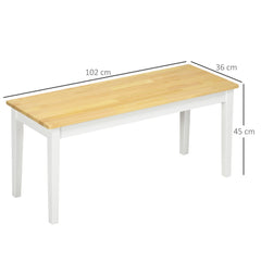 102 cm Wood Dining Bench for 2 People, Wooden Bench for Kitchen, Dining Room, Entryway, White