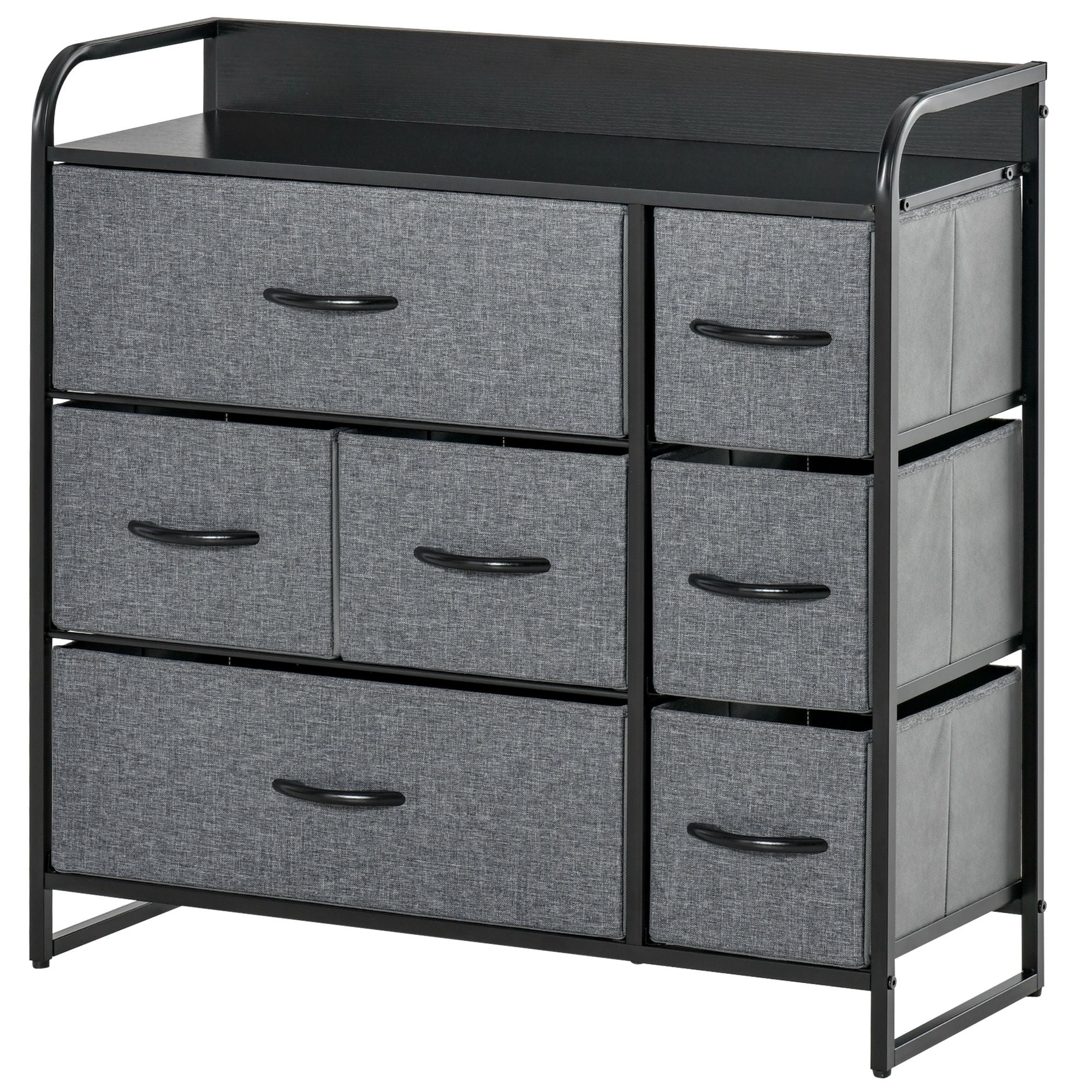 Chest of Drawers with 7 Foldable Drawers, 3-Tier Fabric Bedroom Dresser, Clothes Storage Unit for Bedroom, Living Room, Grey