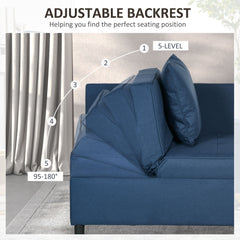Convertible Single Sofa Bed with Thick Padded Seat, 3-in-1 Multi-Functional Sleeper Chair Bed with Magazine Pocket, for Living Room, Blue