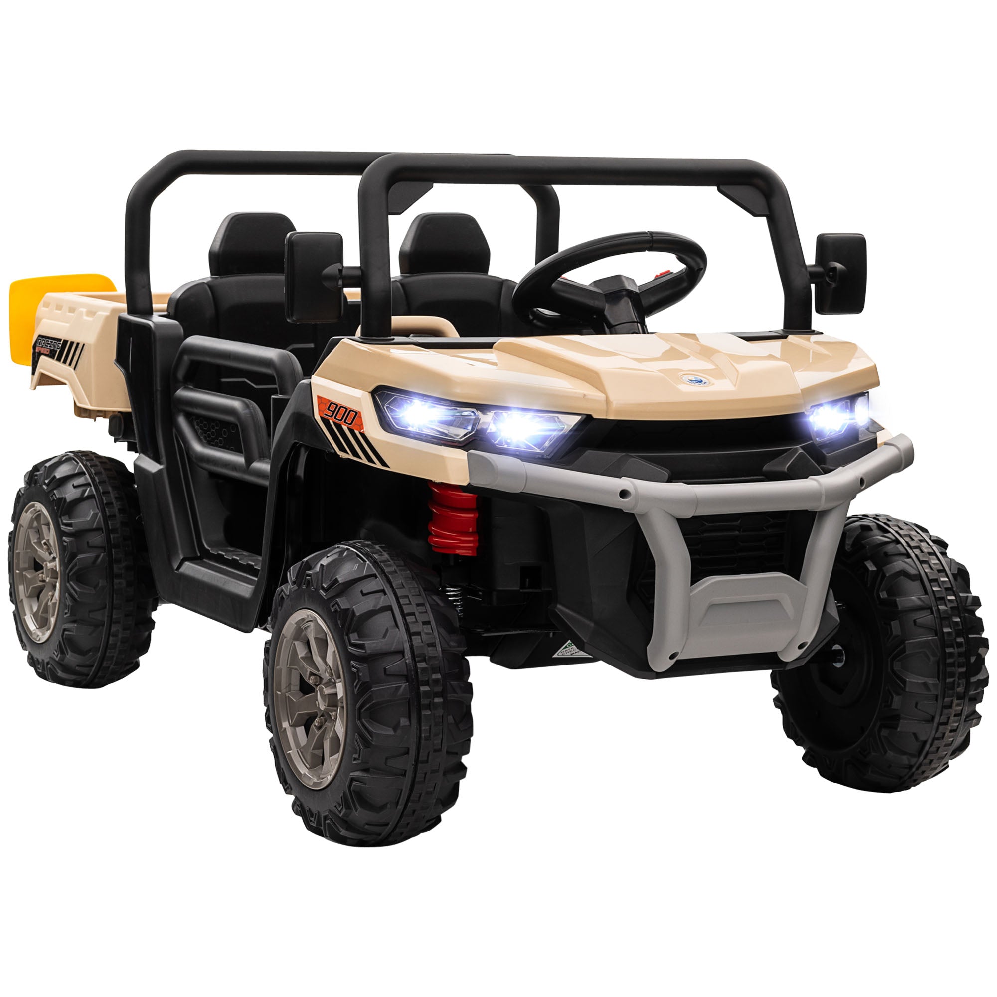 12V 2 Seater Kids Electric Ride-On Car with Electric Bucket, Remote Control - Yellow