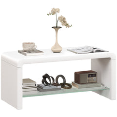 Curved Two-Tier Coffee Table - High Gloss White