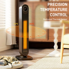 Fynco - 2000W Ceramic Electric Heater with Fan, Timer, Oscillation - Black