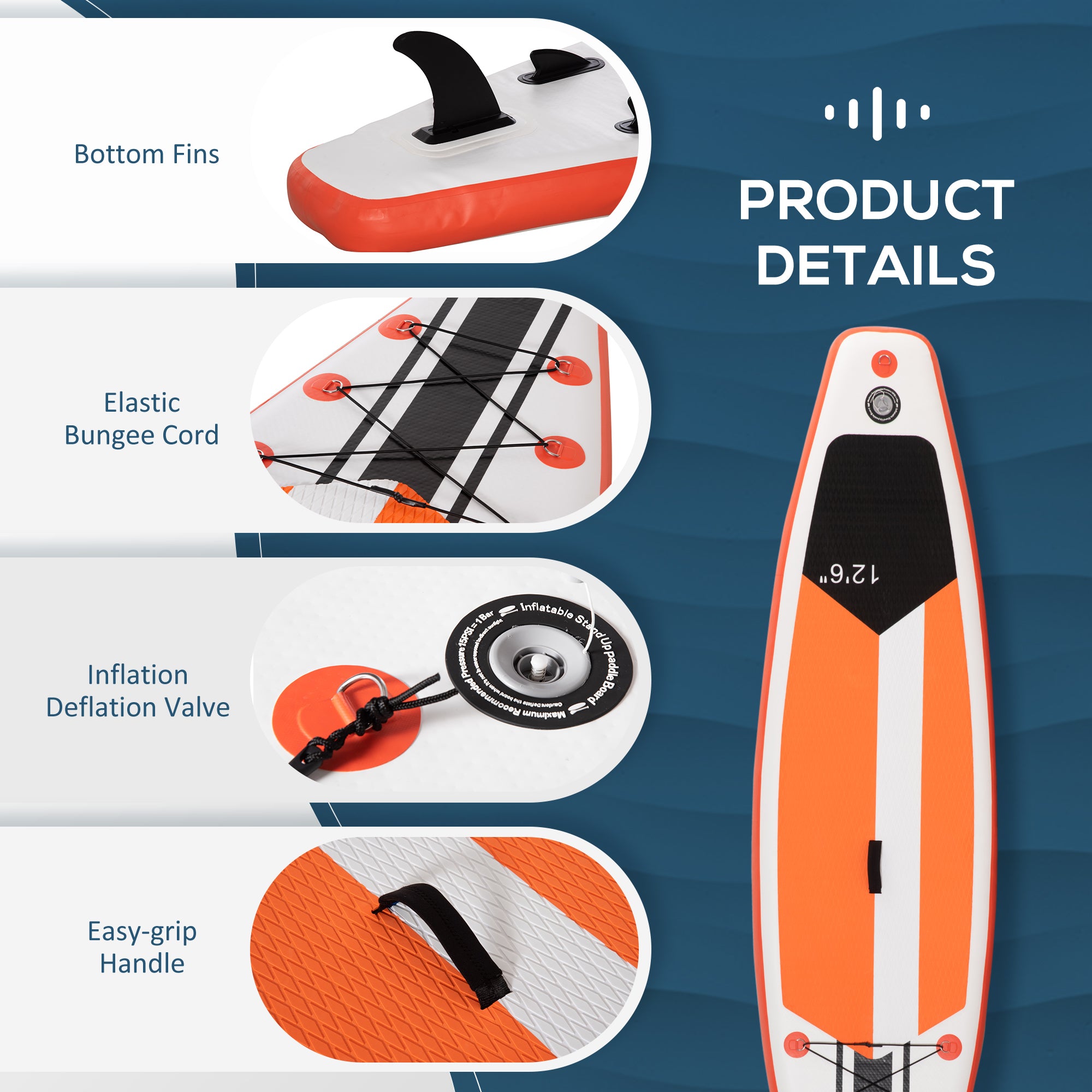 10'6" x 30" x 6" Inflatable Stand Up Paddle Board, Non-Slip Deck Board with Adj Paddle, ISUP Accessories and Carry Bag, for Youth Adults Beginner, White