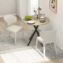 80cm Industrial Round Dining Table - White Oak