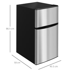 Fynco - 88L Under Counter Fridge Freezer, Small Refrigerator with 5-Setting, 3 Star Freezer Rating, Black and Silver Tone