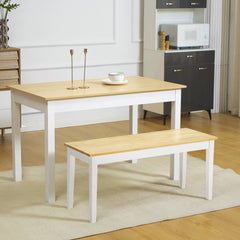 102 cm Wood Dining Bench for 2 People, Wooden Bench for Kitchen, Dining Room, Entryway, White