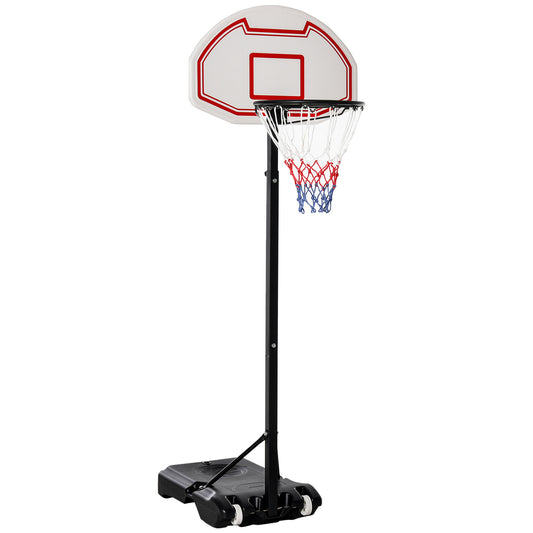 Basketball Hoop Outdoor, Portable Basketball Hoop and Stand with Weighted Base, Portable on Wheels, 1.55-2.1m, for Teens, Juniors, Adults, White