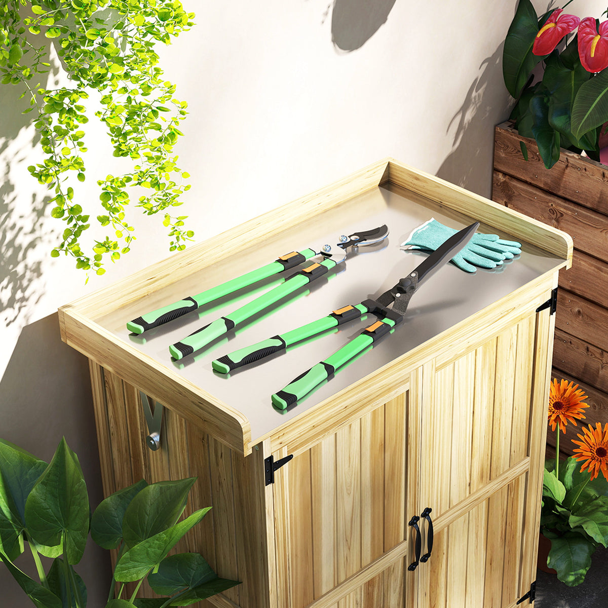 2 Pcs Garden Shears Set, Tree Lopper, Hedge Shears with Telescopic Extendable Handles, Garden Shears for Hedges, Shrubs and Bushes, Lightweight Shrub Care Kit for Cutting, Trimming