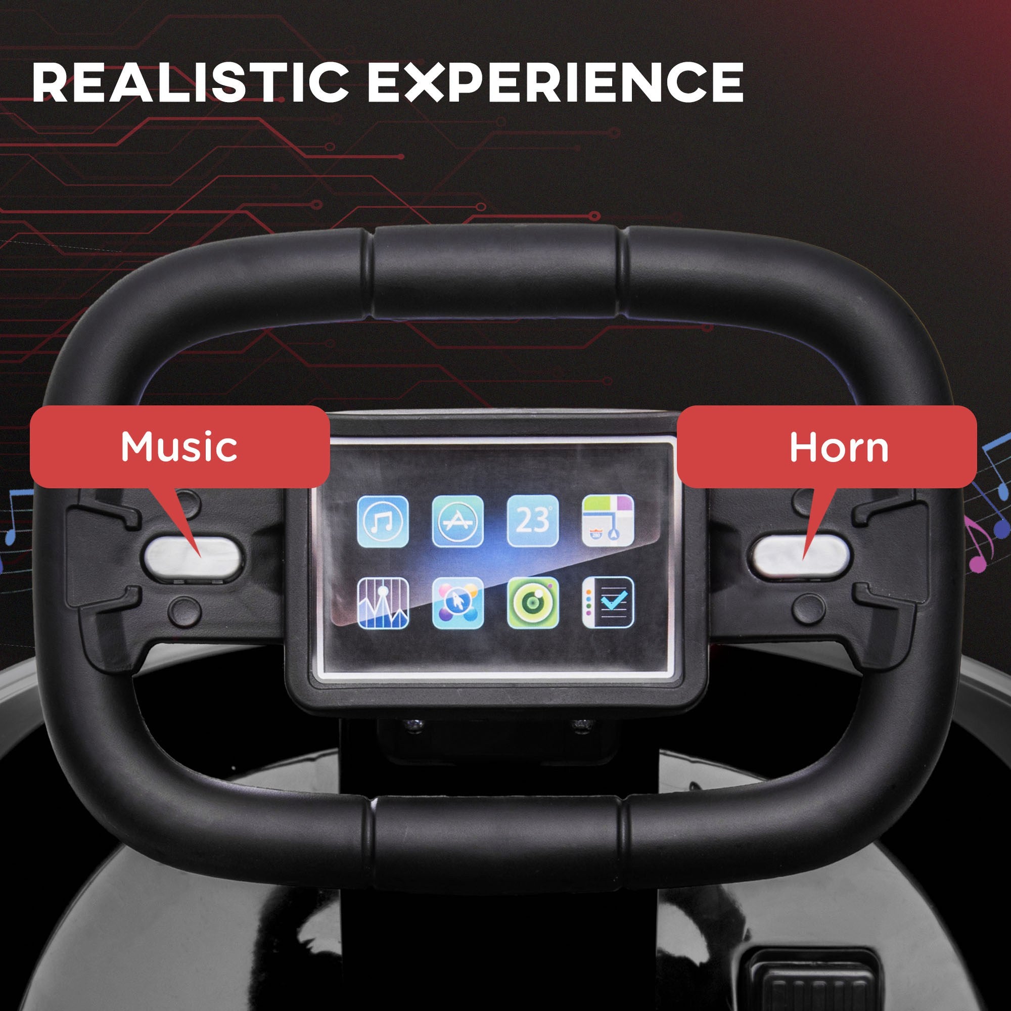 6V Electric Kids Bumper Car, 6V Spin Waltz Car, with Music, Horn, Lights - Black