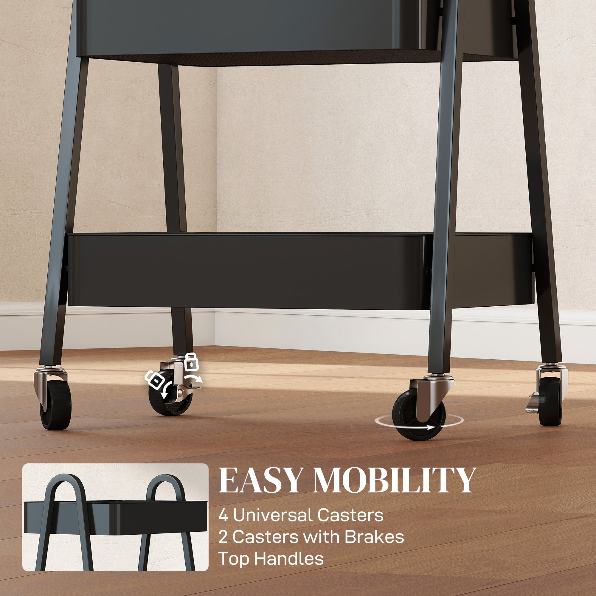 Three-Tier Storage Trolley - Black