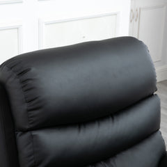 PU Leather Reclining Chair, Manual Recliner Chair with Padded Armrests, Retractable Footrest and Wood Frame, Black