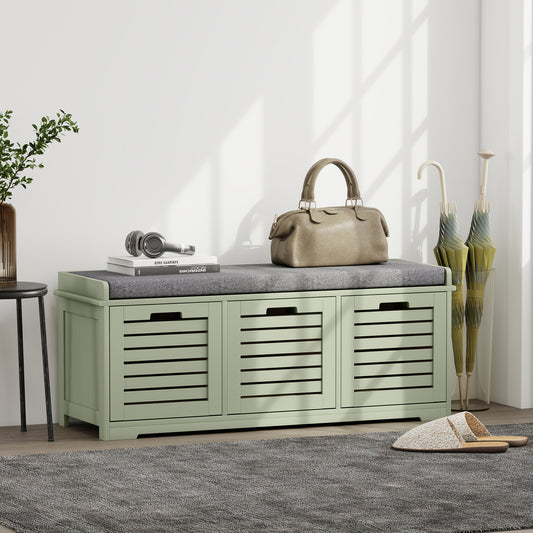 Fynco - 3-Drawer Shoe Storage Bench - Green