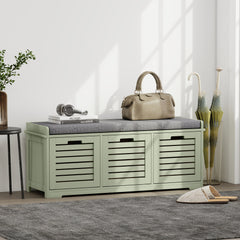 Fynco - 3-Drawer Shoe Storage Bench - Green