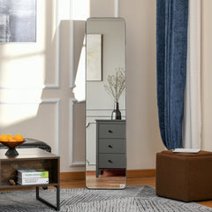 Full Length Mirror, 156 x 37 cm Rectangular Full Body Mirror with Stand, Floor Standing, Hanging or Leaning Against Wall for Bedroom Cloakroom, Black
