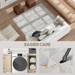 Fynco - Modern Area Rug, Geometric Pattern Non-Slip Washable Rug, Soft Floor Carpet for Living Room, Bedroom, Dining Room, Home Office, 170 x 120 cm, Grey