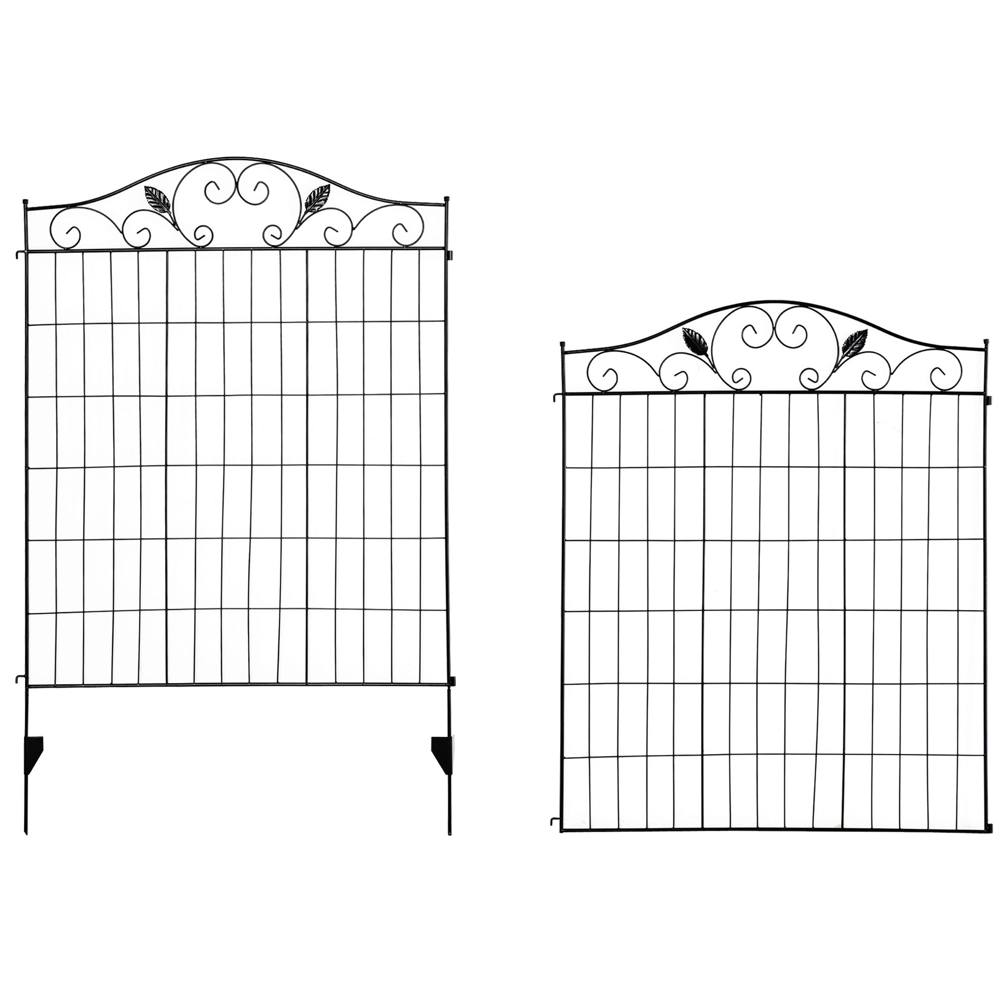 Fynco - Set of 2 Decorative Garden Fence, 8 Panels Metal Picket Fence, Versatile Shapes for Patio Lawn, 365cm x 112cm, Black