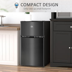 Fynco - 88L Under Counter Fridge Freezer, Small Refrigerator with 5-Setting, 3 Star Freezer Rating, Black