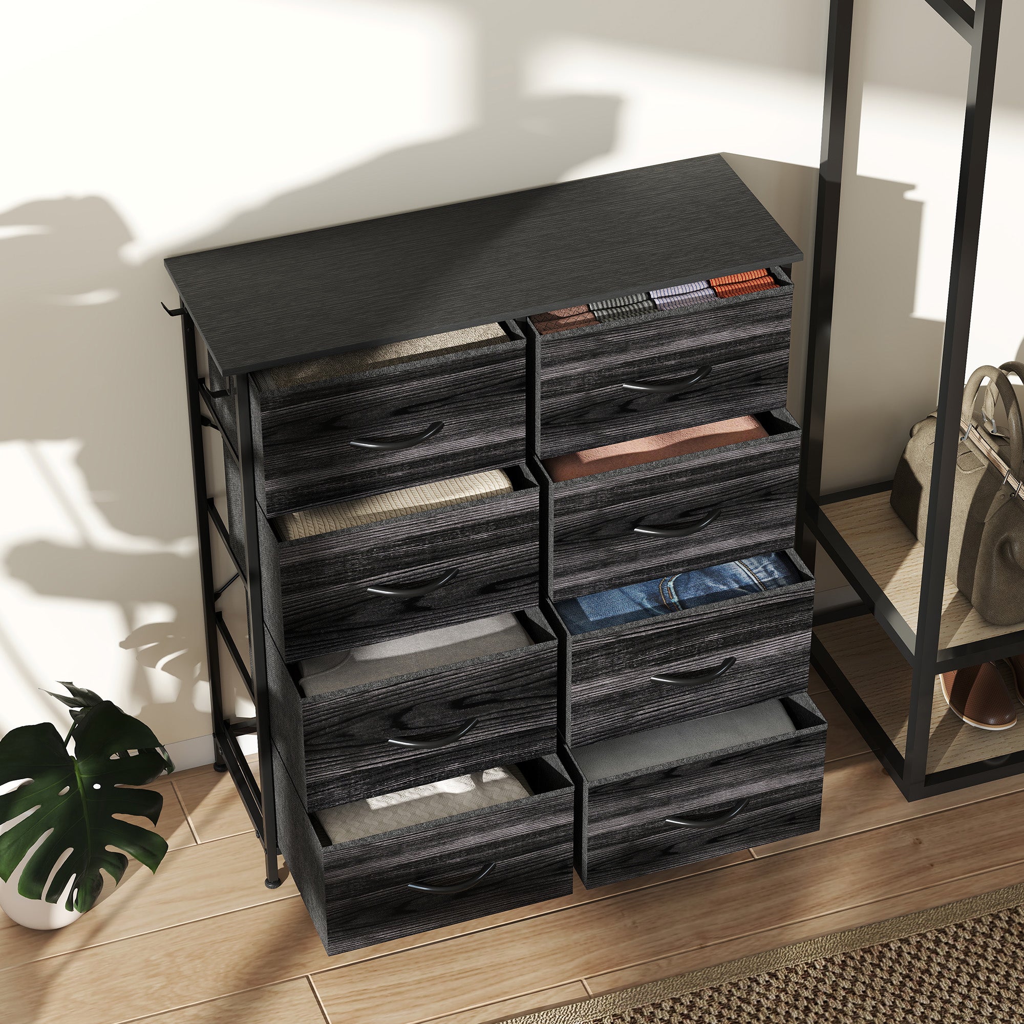 Chest of Eight Fabric Drawers - Black