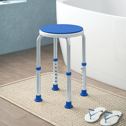 Fynco - 360° Swivel Shower Chair, Height Adjustable Aluminium Shower Stool with Non-Slip Feet for Disabled, Elderly, Blue