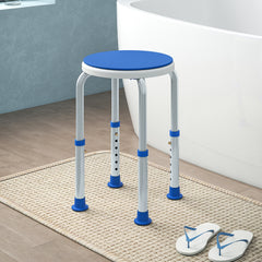 Fynco - 360° Swivel Shower Chair, Height Adjustable Aluminium Shower Stool with Non-Slip Feet for Disabled, Elderly, Blue