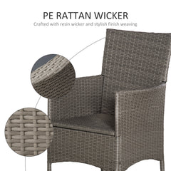 Set of Four Rattan Armchairs, with Cushions - Grey