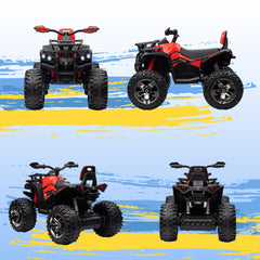 12V Quad Bike ATV with LED Lights, Music, Backrest, Forward, Backward, Red