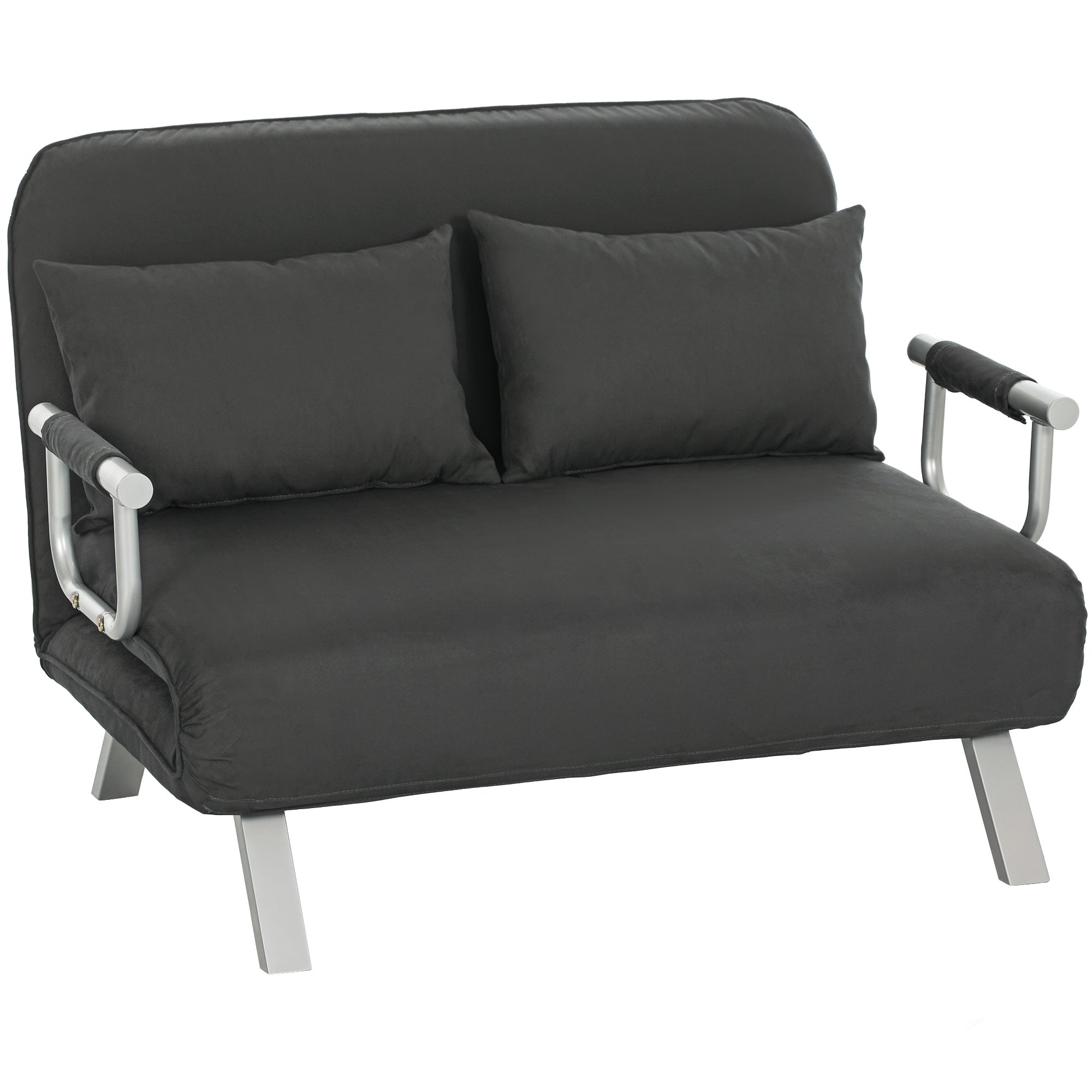 Two-Seater Click-Clack Sofa Bed - Charcoal Grey